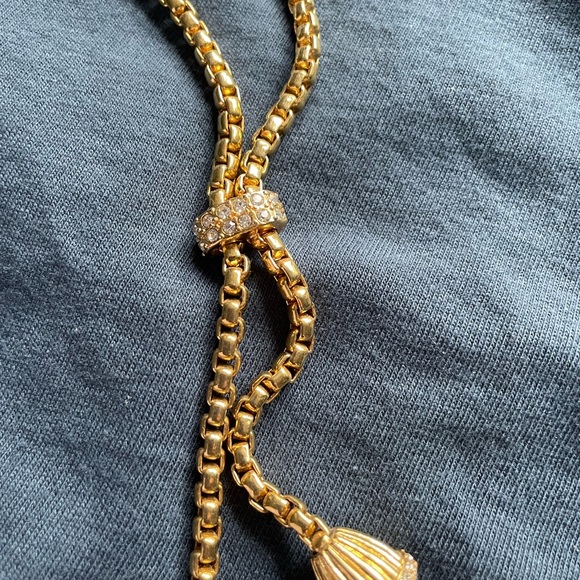 J. Crew gold Lariat Double Tassel Necklace NEW - Picture 7 of 7